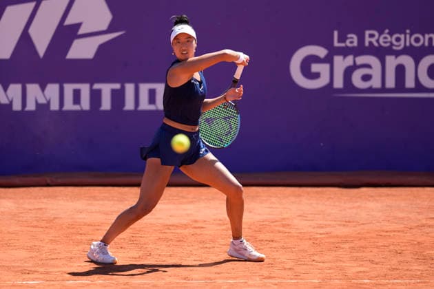 2026 WTA, Tennis Damen Strasbourg 500 - Semi Finals (Day 6) Ann Li in action during the semifinal at the 2026 WTA Internationaux de Strasbourg Women s tennis tournament at the Tennis Club de Strasbourg in Strasbourg, France, on May 22, 2026. Strasbourg France  Copyright: xOwenxHammondx originalFilename:hammond-2026wtai260522_npbXP.jpg