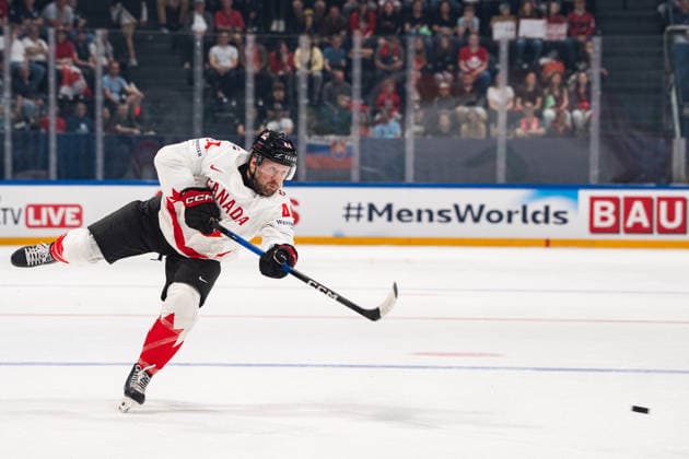 FRIBOURG, FRIBOURG - MAY 22: Morgan Rielly of Canada during the 2026 IIHF World Championship, WM, Weltmeisterschaft Preliminary Round Group B match between Canada and Slovenia at BCF Arena on May 22, 2026 in Fribourg, Fribourg, Switzerland. Copyright: xLivioxBaeriswylx xSPPx Sportspressphoto_SPR151889