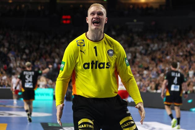 17.05.2026, xkwix, Handball, Länderspiel, Deutschland - Dänemark , Lanxess-Arena in Köln: Jubel von David Späth (Germany 01)nach gehaltenem Ball Photo: xKamilxWilkowskixPressefotoKochx Nordrhein-Westfalen Deutschland