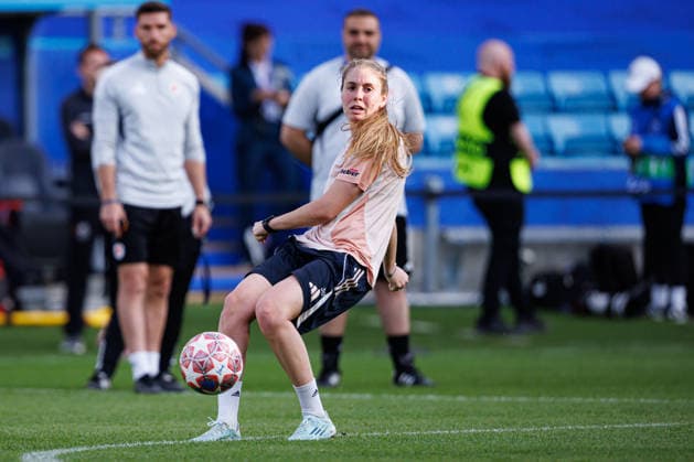 Ines Benyahia seen during the OL Lyonnes Official Training Session before UEFA Womens Champions League 2026 final (Maciej Rogowski Ball Raw Images) Oslo Ullevaal Stadion Norway Copyright: xMaciejxRogowskix maciejrogowski_22_05_2026_lyoness-78