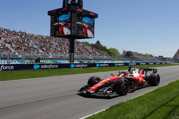 RECORD DATE NOT STATED 22nd May 2026; Circuit Gilles Villeneuve, Montreal, Quebec, Canada; 2026 FIA Formula 1 Canadian Grand Prix, Free Practice Day; Charles Leclerc (16) of Monaco and Scuderia Ferrari HP at the entry of turn 10 ArtxVega