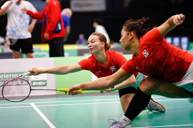 BADMINTON - Austrian Open GRAZ,AUSTRIA,23.MAY.26 - BADMINTON - Austrian Open. Image shows Anna Hagspiel (AUT) and Serena Au Yeong (AUT).  GEPAxpictures xJamesxDoak