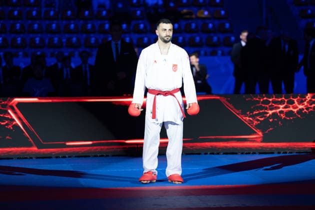 23.05.2026, xhfmx, Karate EKF Senior Championships 2026, Ugur Aktas (Türkei) im Kampf gegen Matteo Avanziani (Italien) (DFL DFB REGULATIONS PROHIBIT ANY USE OF PHOTOGRAPHS as IMAGE SEQUENCES and or QUASI-VIDEO) Frankfurt