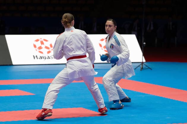 23.05.2026, xhfmx, Karate EKF Senior Championships 2026, Clemence Pea (Frankreic) im Duell mit Zala Maria Zibret (Slowenien) (DFL DFB REGULATIONS PROHIBIT ANY USE OF PHOTOGRAPHS as IMAGE SEQUENCES and or QUASI-VIDEO) Frankfurt