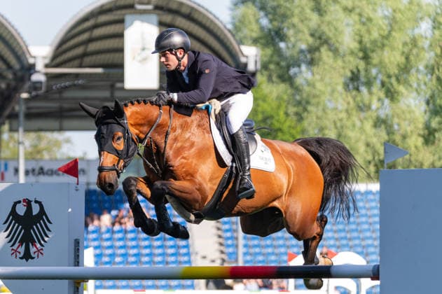 166 Gerrit Nieberg on Duke 366 (GER) during the TSCHIO 2026 (CHIO 2026) - 2nd Competition Youngster-Tour - CSIYH1* - Jumping competition for young horses at the Allianz Park in Aachen, Germany Copyright: xMartinxPitschx xSPPx Sportspressphoto_152191