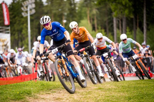 World Cup cross country mountain bike shorttrack men s race, Vysocina Arena, Nove Mesto na Morave, May 23, 2026. Dario Lillo from Switzerland. (CTKxPhoto JaroslavxSvoboda) CTKPhotoP2026052303157  CTKPhotoP2026052303157