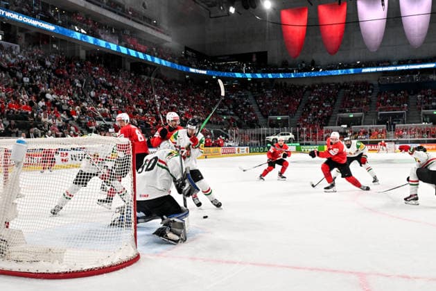 ZURICH, SWITZERLAND - MAY 23: Roman Josi of Switzerland scores a goal against goalkeeper Adam Vay of Hungary during the 2026 IIHF Ice hockey, Eishockey World Championship, WM, Weltmeisterschaft Switzerland game between Switzerland and Hungary at Swiss Life Arena on May 23, 2026 in Zurich, Zurich. Zurich Swiss Life Arena Zurich Switzerland Copyright: xJustPictures.ch AndreaxBrancax jp-en-EuSpIm-JP7_ANB_Sui_Hung_23052026_1507