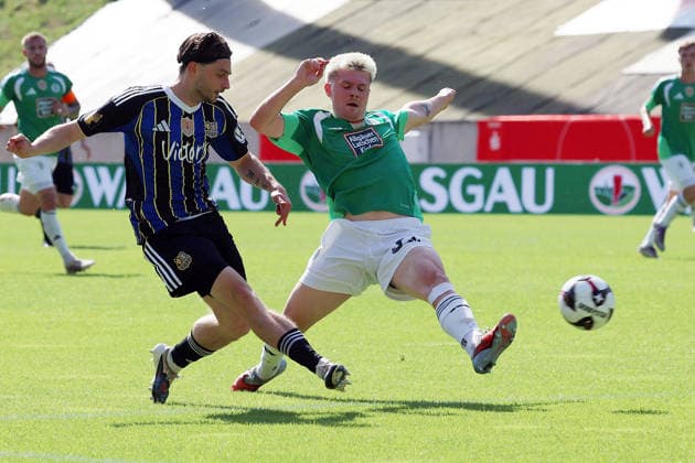 23.05.2026, xrekx, Fussball Landespokal Saarland Finale, 1.FC Saarbrücken - FC 08 Homburg v.l. Maurice Multhaup (1.FC Saarbruecken) Frederik Schumann (FC 08 Homburg) Zweikampf, Aktion, action, battle for the ball (DFL DFB REGULATIONS PROHIBIT ANY USE OF PHOTOGRAPHS as IMAGE SEQUENCES and or QUASI-VIDEO) Saarbrücken