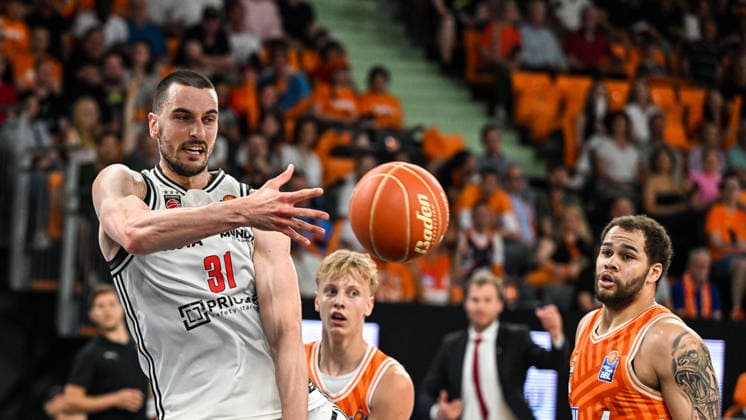 GER, BBL, Playoffs, ratiopharm Ulm vs BMA365 Bamberg Baskets 23.05.2026, ratiopharm arena, Neu-Ulm, GER, BBL, Playoffs, ratiopharm Ulm vs BMA365 Bamberg Baskets, im Bild Daniel Keppeler (Bamberg, 31)