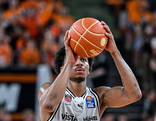 GER, BBL, Playoffs, ratiopharm Ulm vs BMA365 Bamberg Baskets 23.05.2026, ratiopharm arena, Neu-Ulm, GER, BBL, Playoffs, ratiopharm Ulm vs BMA365 Bamberg Baskets, im Bild Demarcus Marquette Demonia (Bamberg, 8)