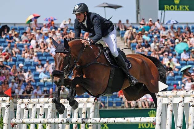 Andre Thieme (GER) mit Pferd Paule S, 7. Platz nach Jump off, 2. Qualifikation Rolex Grand Prix, CSI5* - Springprüfung mit Stechen, Weltfest des Pferdesports, World Equestrian Festival, TSCHIO Aachen 2026, TSCHIO statt CHIO 2026, Aachener Soers, 22. bis 24. Mai 2026, Reitsport, 23.05.2026, Aachen Aachener Soers Deutschland