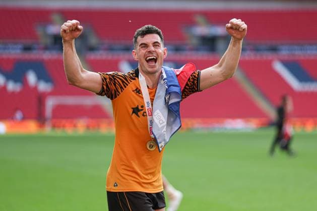 John Egan of Hull City celebrates at the end of the match Hull City v Middlesbrough, EFL Sky Bet Championship, Play-Off Final, Football, Wembley Stadium, London, UK - 23 May 2026London Wembley Stadium United Kingdom EDITORIAL USE ONLY No use with unauthorised audio, video, data, fixture lists, club league logos or live services. Online in-match use limited to 120 images, no video emulation. No use in betting, games or single club league player publications.  Copyright: xAndrewxFosker Shutterstockx 16887370ei