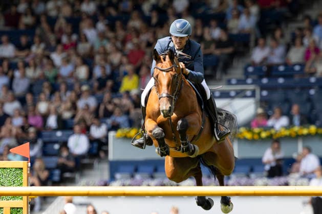 Sport Bilder des Tages Christian KUKUK (GER) auf Fantasia de Wy, im Sprung, Aktion, im Umlauf im Springen S5: 2nd Qualifier Rolex Grand Prix, Springpruefung mit einem Umlaeuf und Stechen, CSI5*, Rolex Grand Slam, am 23.05.2026, Weltfest des Pferdesport, TSCHIO Aachen 2026 vom 22. - 24.05.2026 in Aachen Deutschland; Â