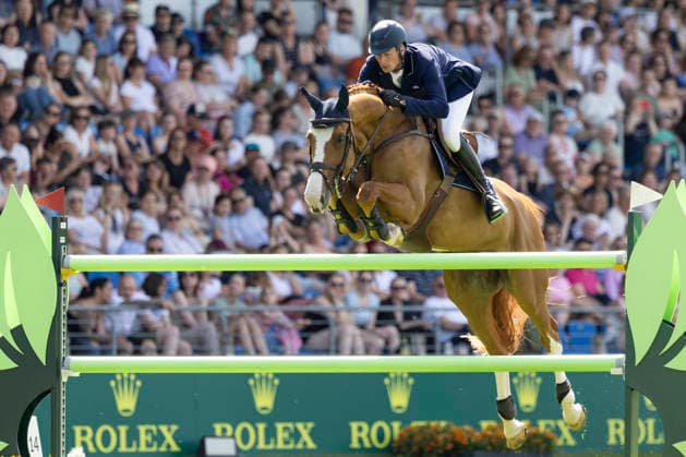 Daniel DEUSSER (GER) auf Pepita van t Meulenhof BR, im Sprung, Aktion, im Umlauf im Springen S5: 2nd Qualifier Rolex Grand Prix, Springpruefung mit einem Umlaeuf und Stechen, CSI5*, Rolex Grand Slam, am 23.05.2026, Weltfest des Pferdesport, TSCHIO Aachen 2026 vom 22. - 24.05.2026 in Aachen Deutschland; Â
