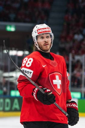 ZURICH, ZURICH - MAY 23: Christoph Bertschy of Switzerland during the 2026 IIHF World Championship, WM, Weltmeisterschaft Preliminary Round Group A match between Switzerland and Hungary at Swiss Life Arena on May 23, 2026 in Zurich, Zurich, Switzerland. Copyright: xLivioxBaeriswylx xSPPx Sportspressphoto_152952