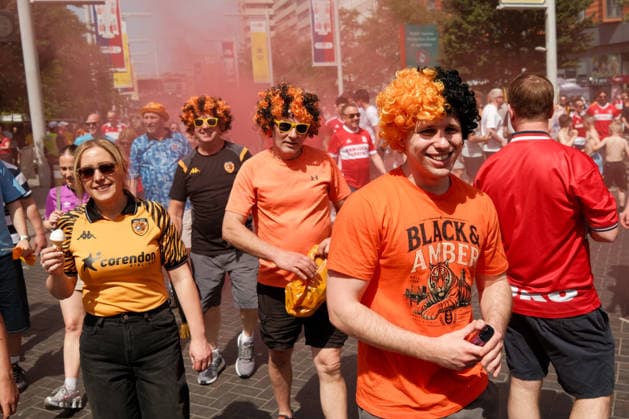 Middlesbrough v Hull City 23 May 2026, London - EFL Championship Playoff Final - Middlesbrough v Hull City - Hull fans walk down Wembley Way - Photo: Jacques Feeney Offside. London UK Copyright: xJacquesxFeeneyx xOffsidexOffside