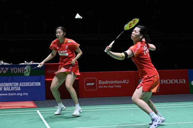 (260524) -- KUALA LUMPUR, May 24, 2026 -- Chen Fanshutian Luo Xumin (R) compete during the women s doubles final match between Chen Fanshutian Luo Xumin of China and Hirota Ayaka Ayako Sakuramoto of Japan at 2026 Malaysia Masters badminton tournament in Kuala Lumpur, Malaysia, May 24, 2026. (Photo by Xinhua) (SP)MALAYSIA-KUALA LUMPUR-BADMINTON-MALAYSIA MASTERS-WOMEN S DOUBLES ChongxVoonxChung 