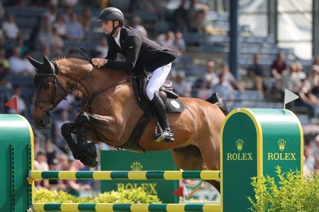 Richard Vogel (GER) mit Pferd United Call JPS, Sohn von Spitzenpferd United Touch, S9 - Preis des Handwerks, Youngster-Tour Finale, CSIYH1* - Springprüfung mit Stechen für junge Pferde , Weltfest des Pferdesports, World Equestrian Festival, TSCHIO Aachen 2026, TSCHIO statt CHIO 2026, Aachener Soers, 22. bis 24. Mai 2026, Reitsport, 24.05.2026, Aachen Aachener Soers Deutschland