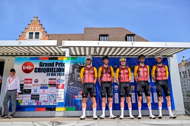 Grand Prix Criquielion 2026 Cycling Race LESSINES, BELGIUM - MAY 24 : Team Cofidis on the podium before the start of race during the 58th edition of Grand Prix Criquielion an UCI Class 1.1 one day cycling road race for Men Elite of km with start in Ath and finish in Lessines on May 24, 2026 in Lessines, Belgium, 24 05 2026 Lessines Belgium  Copyright: xSesx