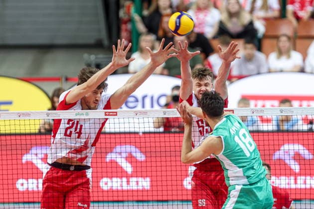 Katowice 24.05.2026 Friendly volleyball match between Poland and Bulgaria on May 24, 2026, in Katowice, Poland --- Mecz towarzyski w siatkowce pomiedzy Polska - Bulgaria Nz. Adrian Markiewicz Jakub Kiedos Fot. Michal Chwieduk Arena Akcji NEWSPIX.PL --- newspix.pl 