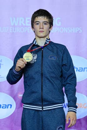 Ringen, U15 EM in Samokov U15 Wrestling European Championships Podium 57kg FS - Gold: Adam Miziev (RUS)