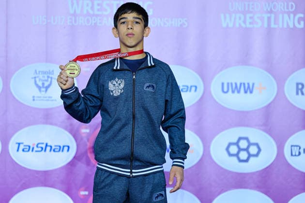 Ringen, U15 EM in Samokov U15 Wrestling European Championships Podium 48kg FS - Gold: Umar Ikhlazov (RUS)