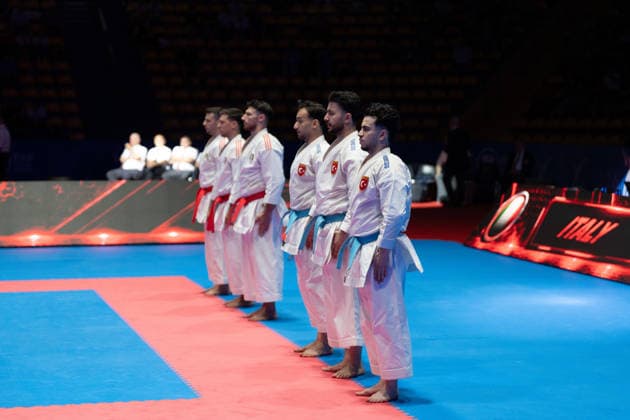 23.05.2026, xhfmx, Karate EKF Senior Championships 2026, Finale Männer Team Kata Türkei vs. Italien (DFL DFB REGULATIONS PROHIBIT ANY USE OF PHOTOGRAPHS as IMAGE SEQUENCES and or QUASI-VIDEO) Frankfurt
