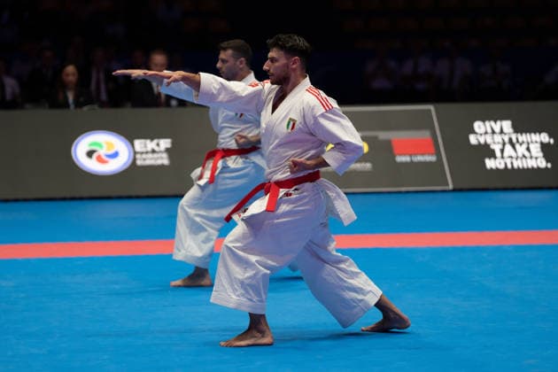 23.05.2026, xhfmx, Karate EKF Senior Championships 2026, Finale Männer Team Kata Türkei vs. Italien (DFL DFB REGULATIONS PROHIBIT ANY USE OF PHOTOGRAPHS as IMAGE SEQUENCES and or QUASI-VIDEO) Frankfurt