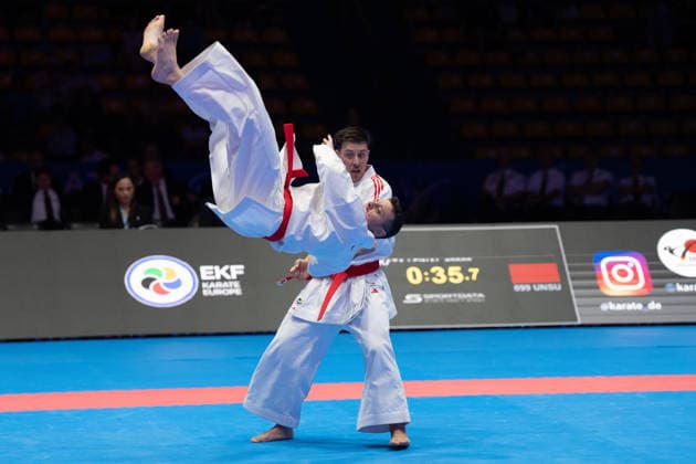 23.05.2026, xhfmx, Karate EKF Senior Championships 2026, Finale Männer Team Kata Türkei vs. Italien (DFL DFB REGULATIONS PROHIBIT ANY USE OF PHOTOGRAPHS as IMAGE SEQUENCES and or QUASI-VIDEO) Frankfurt