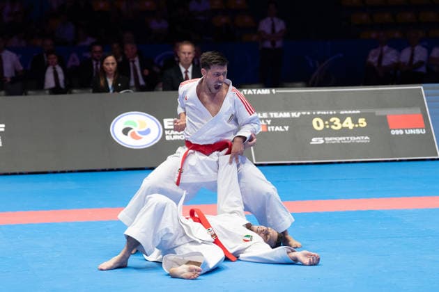 23.05.2026, xhfmx, Karate EKF Senior Championships 2026, Finale Männer Team Kata Türkei vs. Italien (DFL DFB REGULATIONS PROHIBIT ANY USE OF PHOTOGRAPHS as IMAGE SEQUENCES and or QUASI-VIDEO) Frankfurt