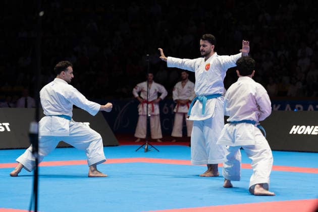 23.05.2026, xhfmx, Karate EKF Senior Championships 2026, Finale Männer Team Kata Türkei vs. Italien (DFL DFB REGULATIONS PROHIBIT ANY USE OF PHOTOGRAPHS as IMAGE SEQUENCES and or QUASI-VIDEO) Frankfurt