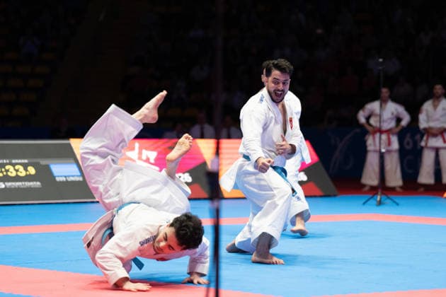 23.05.2026, xhfmx, Karate EKF Senior Championships 2026, Finale Männer Team Kata Türkei vs. Italien (DFL DFB REGULATIONS PROHIBIT ANY USE OF PHOTOGRAPHS as IMAGE SEQUENCES and or QUASI-VIDEO) Frankfurt