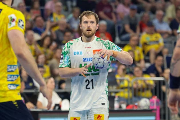 24.05.2026, xgox, Handball - Daikin HBL Rhein-Neckar Löwen - SC Magdeburg emspor, v.l. Albin Lagergren (Magdeburg, 21) am Ball, plays the ball Mannheim