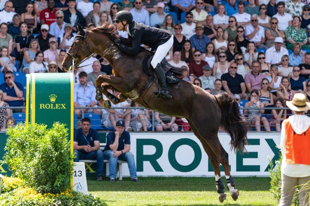 159 Henrik Von Eckermann on Qasirah Van De Reistenhoek (SWE) during the TSCHIO 2026 (CHIO 2026) - Rolex Grand Prix, part of the Rolex Grand Slam of Show Jumping, The Grand Prix of Aachen CSI5* at the Allianz Park in Aachen, Germany Copyright: xMartinxPitschx xSPPx Sportspressphoto_153766