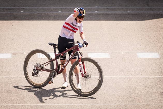 World Cup cross country mountain elite women s race, Vysocina Arena, Nove Mesto na Morave, May 24, 2026. Winner Laura Stigger from Austria. (CTKxPhoto JaroslavxSvoboda) CTKPhotoP2026052403650  CTKPhotoP2026052403650