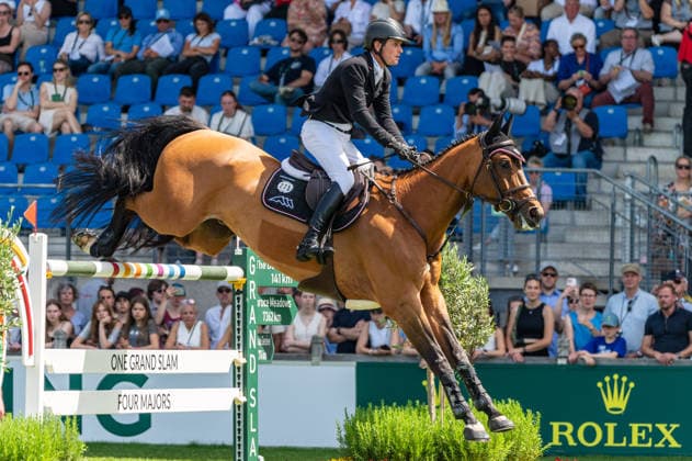 225 Darragh Kenny on Eddy Blue (IRL) during the TSCHIO 2026 (CHIO 2026) - Rolex Grand Prix, part of the Rolex Grand Slam of Show Jumping, The Grand Prix of Aachen CSI5* at the Allianz Park in Aachen, Germany Copyright: xMartinxPitschx xSPPx Sportspressphoto_153769