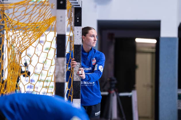 HSG Blomberg-Lippe (GER) vs. Borussia Dortmund (GER) Handball, 1. Handball Bundesliga Frauen, Finale, Spiel 2, 24.5.2026, Saision 2025 2026, Blomberg Andrea Jacobsen (HSG Blomberg-Lippe, 04) beim Aufwaermen Blomberg Sporthalle an der Ulmenallee Deutschland