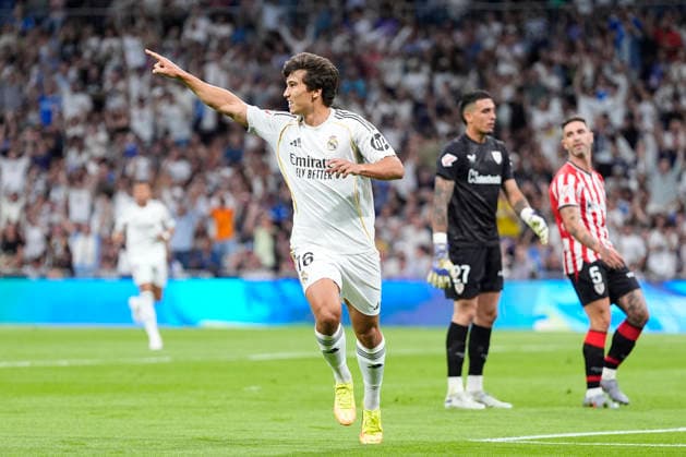 May 23, 2026, Madrid, Madrid, Spain: Gonzalo Garcia of Real Madrid CF celebrates a goal during the Spanish League, LaLiga EA Sports, football match played between Real Madrid and Athletic Club at Bernabeu stadium on May 23, 2026, in Madrid, Spain. Madrid Spain - ZUMAa181 20260523_zaa_a181_101 Copyright: xOscarxJ.xBarrosox