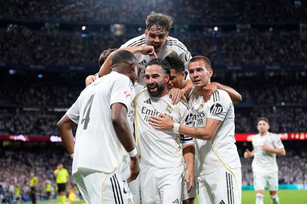 May 23, 2026, Madrid, Madrid, Spain: Gonzalo Garcia of Real Madrid CF celebrates a goal with Daniel Carvajal during the Spanish League, LaLiga EA Sports, football match played between Real Madrid and Athletic Club at Bernabeu stadium on May 23, 2026, in Madrid, Spain. Madrid Spain - ZUMAa181 20260523_zaa_a181_104 Copyright: xOscarxJ.xBarrosox