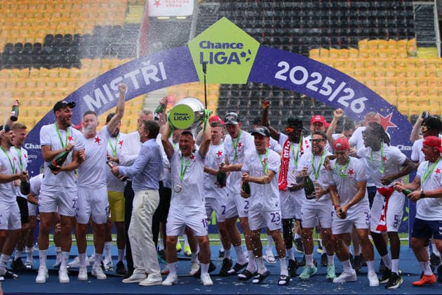 24.05.2026 Fußball Herren 2025 2026 Chance Liga Meisterrunde 5. Spieltag SK Slavia Prag - FC Viktoria Pilsen Fortuna Arena Prag Tschechischer Meister 2026: SK Slavia Prag. Prag Prag Deutschland