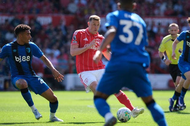 NOTTINGHAM, ENGLAND - May 24 : Chris Wood of Nottingham Forest on the ball during the Premier league football match between Nottingham Forest and Bournemouth at the City Ground on May 24, 2026 in Nottingham, England. Copyright: xPaulxBonserx xSportsxPressxPhotox Sportspressphoto_153926