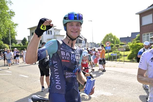 Grand Prix Criquielion 2026 Cycling Race LESSINES, BELGIUM - MAY 24 : Borgo Alessandro (ITA) of Bahrain Victorius celebrating his victory during the 58th edition of Grand Prix Criquielion an UCI Class 1.1 one day cycling road race for Men Elite of km with start in Ath and finish in Lessines on May 24, 2026 in Lessines, Belgium, 24 05 2026 Lessines Belgium  Copyright: xSesx
