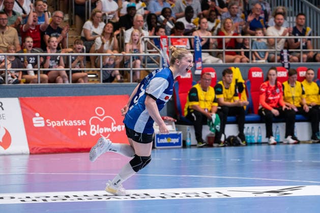 HSG Blomberg-Lippe (GER) vs. Borussia Dortmund (GER) Handball, 1. Handball Bundesliga Frauen, Finale, Spiel 2, 24.5.2026, Saision 2025 2026, Blomberg Alexia Hauf (HSG Blomberg-Lippe, 31) jubelt nach einem Tor Blomberg Sporthalle an der Ulmenallee Deutschland