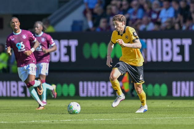 24th May 2026; Turf Moor, Burnley, Lancashire, England; Premier League Football, Burnley versus Wolverhampton Wanderers; Santiago Bueno of Wolverhampton Wanderers runs with the ball towards the Burnley goal LeexDurkin