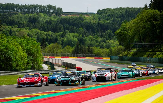 LE MANS CLASSIC SERIES 2026 - SPA-CLASSIC 87 BEAUBELIQUE Jean-Luc (fra), PLA Jim (fra), Ferrari 458 GT3 Evo 2013, GT3-GEN2, GT3 Revival, action, start with 47 COLE Mark (gbr), PARENTE Alvaro (prt), Audi R8 LMS ultra 2013, GT3-GEN2, GT3 Revival during the 2026 Spa-Classic, 2nd round of the Le Mans Classic Series 2026, from May 22 to 24 in Circuit de Spa-Francorchamps, in Stavelot, Belgium - StavelotBelgium  Copyright: xGREGORYxLENORMANDx