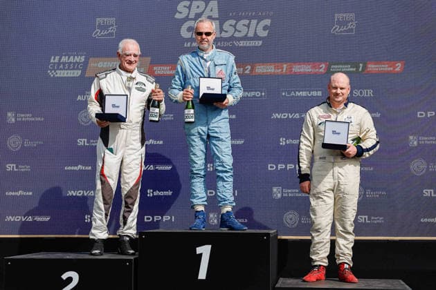 LE MANS CLASSIC SERIES 2026 - SPA-CLASSIC WARD Steve (gbr), Jaguar XK120 Roadster 1951, The Gentlemen Challenge, portrait, JULLY Marc (che), Porsche 356 (B) S 75 Hardtop-CoupÃ T 5 1961, The Gentlemen Challenge, portrait, STAMM Heinz (che), Aston Martin DB2 4 Bertone Competition Spider 1953, The Gentlemen Challenge, portrait Podium portrait during the 2026 Spa-Classic, 2nd round of the Le Mans Classic Series 2026, from May 22 to 24 in Circuit de Spa-Francorchamps, in Stavelot, Belgium - StavelotBelgium  Copyright: xPauloxMariax