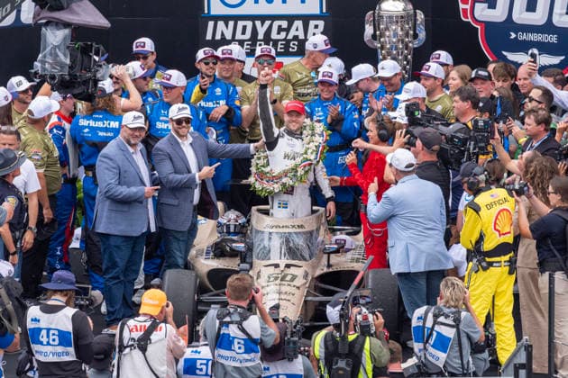 May 24, 2026, Speedway, Indiana, USA: IndyCar, Indy Car, IRL, USA SERIES driver, FELIX ROSENQVIST (60) (SWE) of Varnamo, Sweden, wins the Indianapolis 500 at Indianapolis Motor Speedway in SPEEDWAY, Indiana. Speedway USA - ZUMAa161 20260524_aaa_a161_003 Copyright: xWalterxArce GMGx