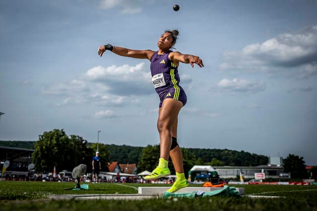 REHLINGEN , GERMANY - MAY 24: Yemisi Mabry (GER MTG Mannheim) during the spot put of the 61. Internationales Pfingstsportfest on 24.05.2026 at the Bungertstadion in Rehlingen-Siersburg (Saarland Deutschland). Saarland Deutschland Copyright: xAxelxKohringx