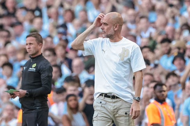 Manchester City v Aston Villa - Premier League Pep Guardiola, manager of Manchester City, reacts after Bernardo Silva of Manchester City is substituted during the Premier League match between Manchester City and Aston Villa at Etihad Stadium, Manchester, United Kingdom, on May 24, 2026. Manchester Greater Manchester United, ManU Kingdom  Copyright: xNewsxImagesx originalFilename:cosgrove-premierl260524_nprEi.jpg