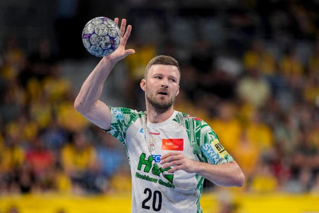 Philipp Weber (SCM, 20), am Ball, Einzelbild, Einzelfoto, Aktion, Action, 24.05.2026, Mannheim (Deutschland), Handball, Bundesliga, Rhein-Neckar Löwen - SC Magdeburg